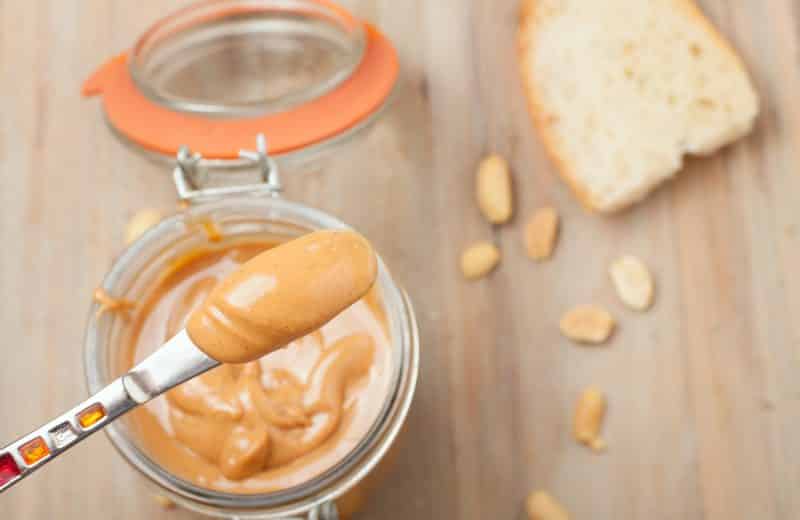 Peanut butter on a knife