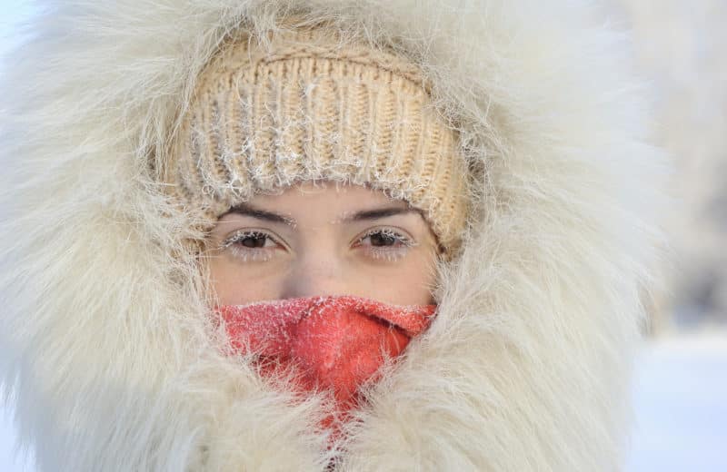 woman dressed for frigid winter