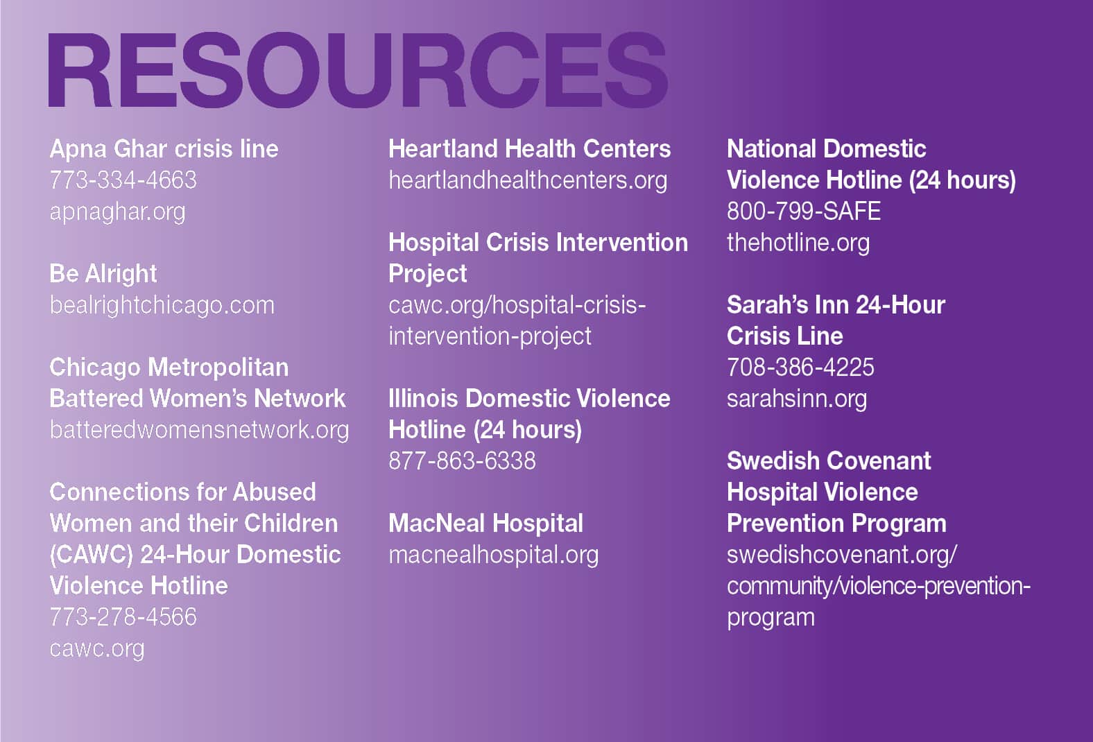 domestic violence resources 2018