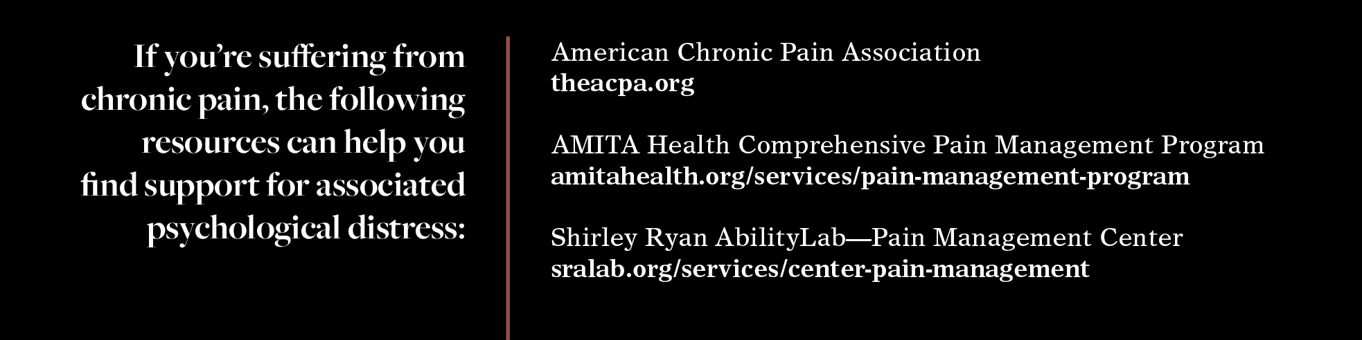 Pain and Mental Health Resources