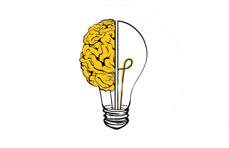 Suggestibility Brain and lightbulb representing the idea of suggestion