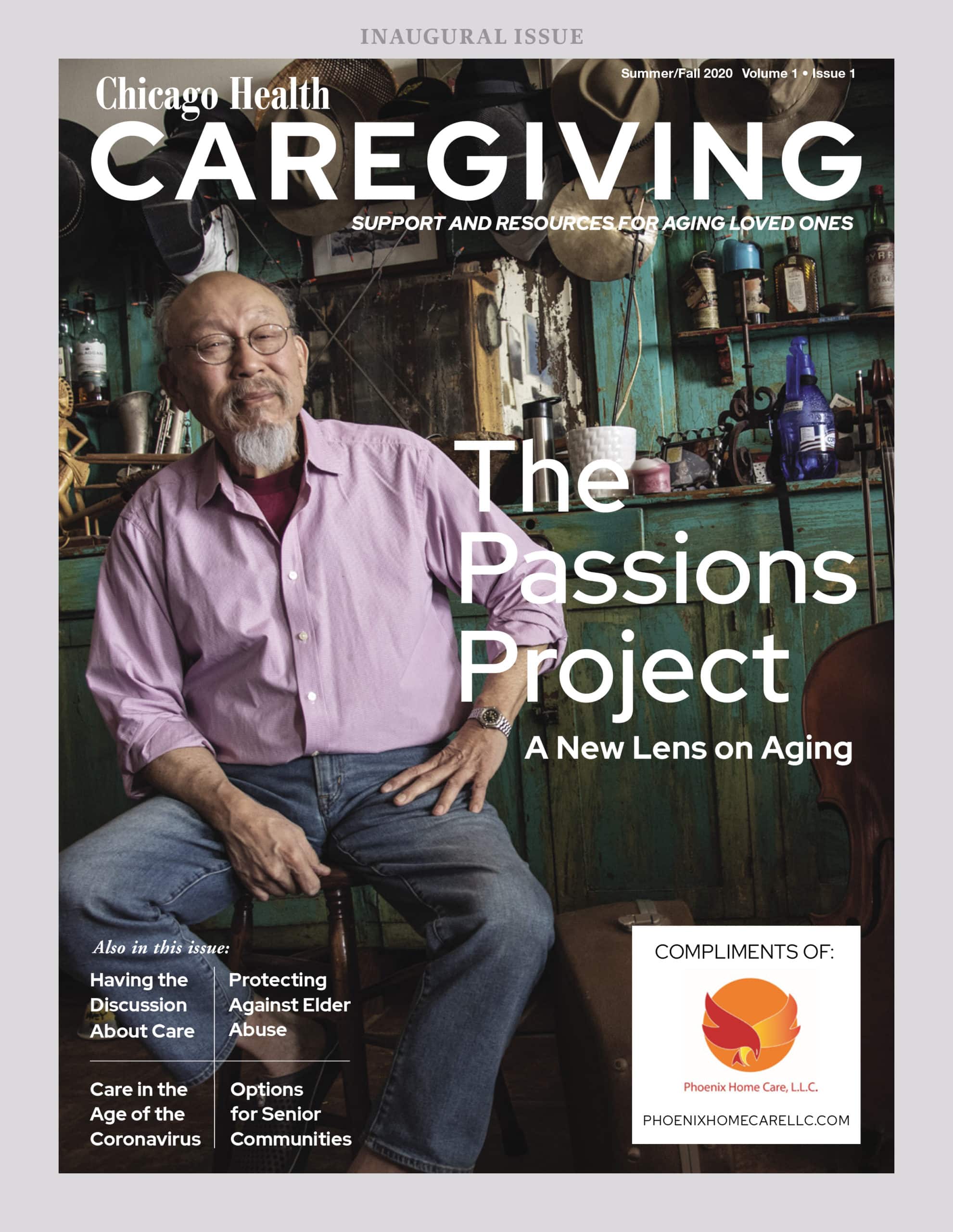 Phoenix Home Care custom cover for Caregiving magazine Summer/Fall 2020
