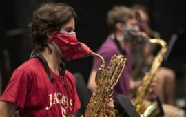 Musicians Improvise Masks for Wind Instruments to Keep the Band Together