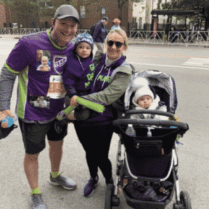 Marty hogan and family during marathon. photo courtesy of marty hogan