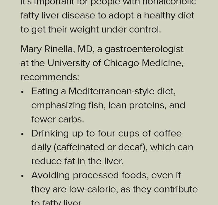 A healthy diet to prevent fatty liver disease sidebar