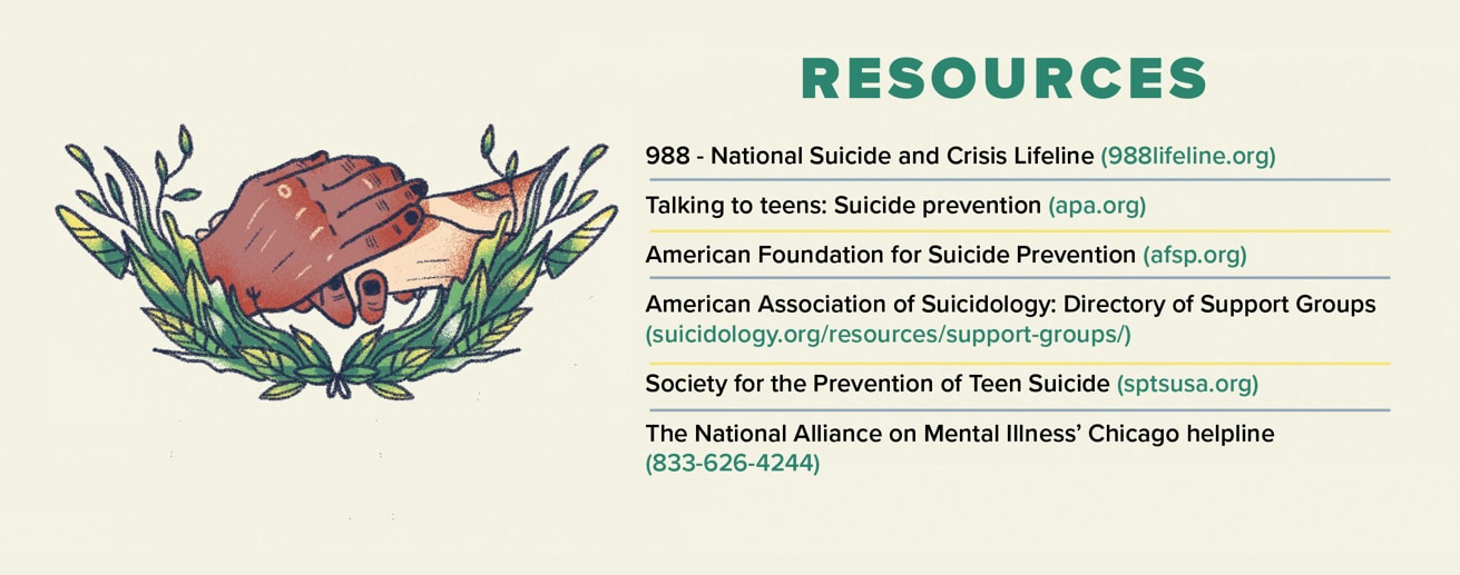 Resources sidebar for adolescent suicide prevention