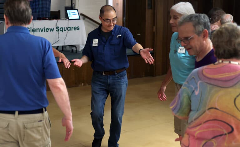 James Cha square dances at Glenview Squares