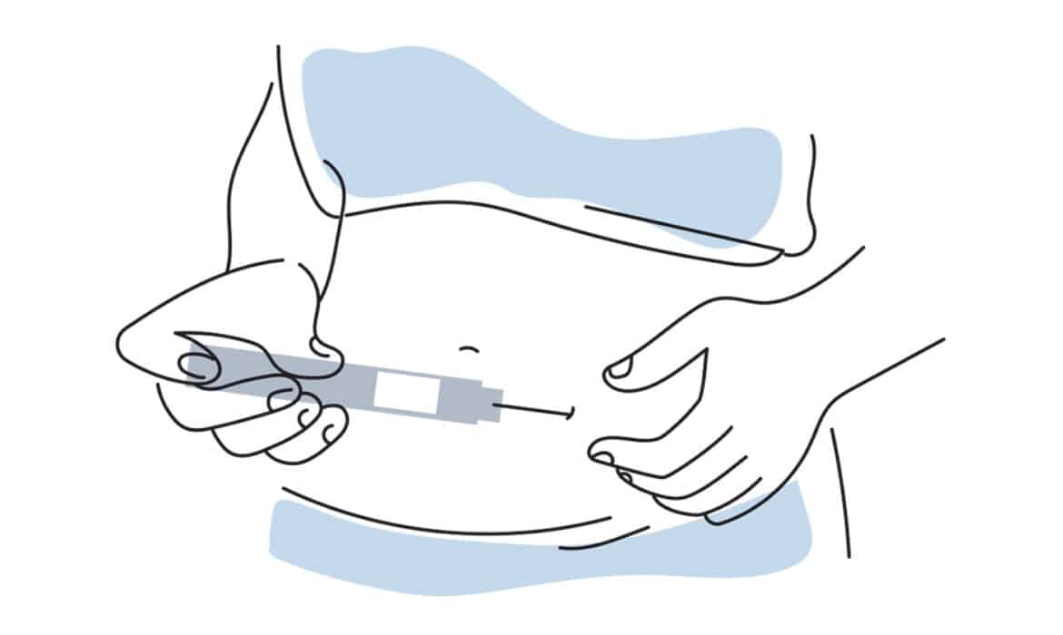 Illustration of a woman injecting a GLP-1 drug for weight loss