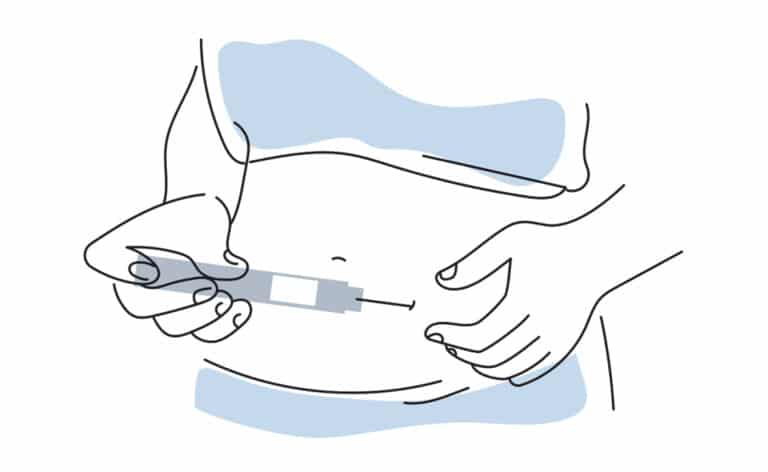 Illustration of a woman injecting a GLP-1 drug for weight loss