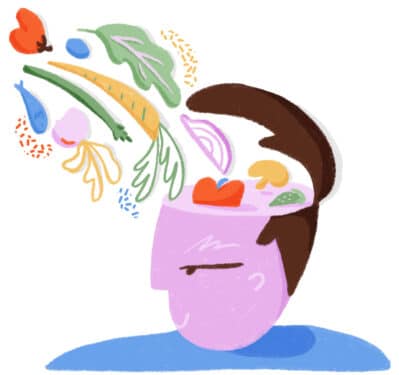 Abstract illustration of feeding the brain by Fiorella Quaranta.