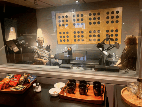 Two people in a recording studio