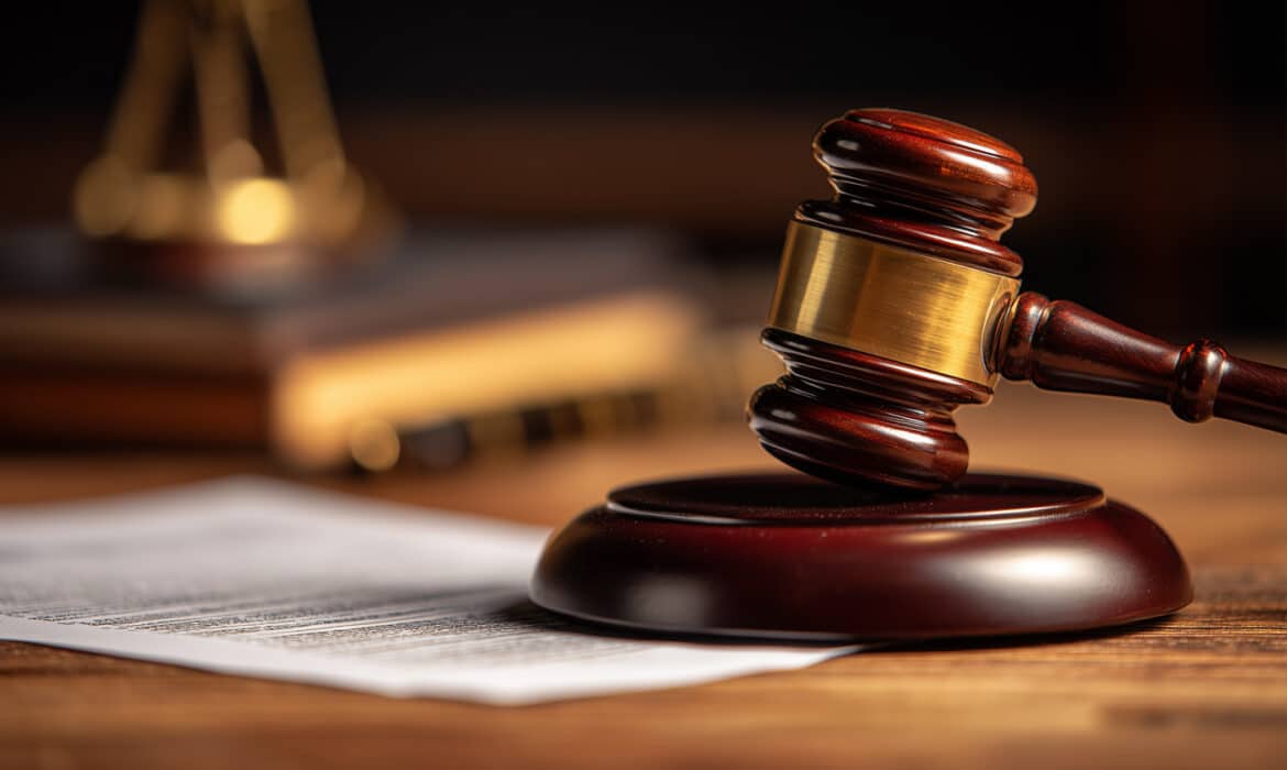 Legal documents with a gavel