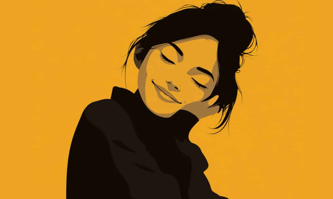 Illustration of a women showing self care and health