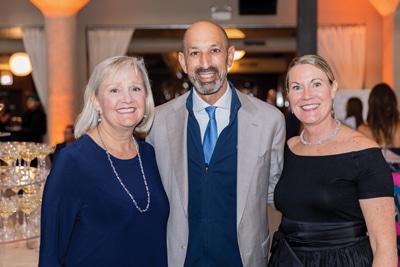 Kate Peterson (WB president), Omar Lateef, DO, (Rush CEO), and Bev Birck (chair of 2025 Fall Benefit).