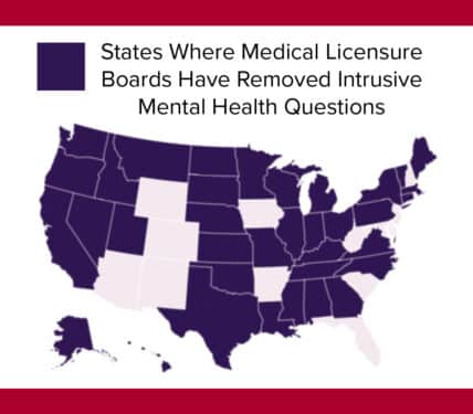 States Where Medical Licensure Boards Have Removed Intrusive Mental Health Questions chart